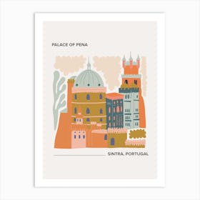 Palace Of Pena   Sintra, Portugal, Warm Colours Illustration Travel Poster 2 Art Print
