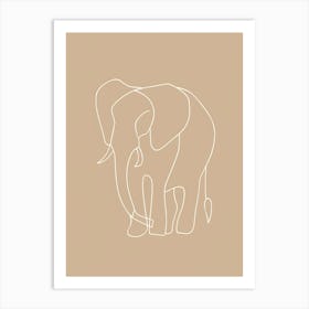 Elephant Line Drawing - Boho, Line Art Art Print