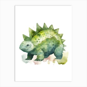 Baby Ankylosaurus Dinosaur Watercolour Illustration 1 Art Print