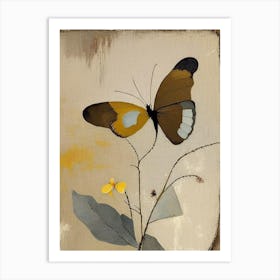 Butterfly And 1, Flowers Symbol Abstract Painting Art Print