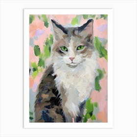 A Turkish Angora Cat Painting, Impressionist Painting 4 Art Print