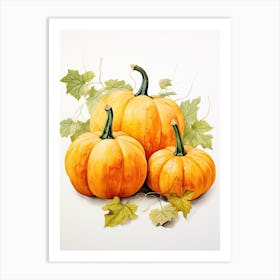 Miniature Pumpkin Watercolour Illustration 3 Art Print