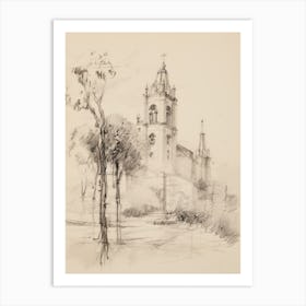 Vintage Rough Sketch Architecture Art Print