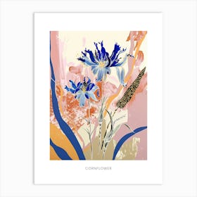 Colourful Flower Illustration Poster Cornflower 4 Art Print