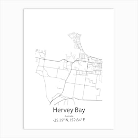 Hervey Bay,Australia Minimalist Map Art Print