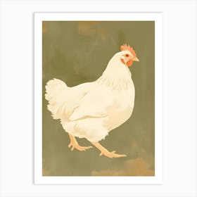 Chicken On A Green Background Art Print