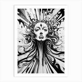 Enlightenment Abstract Black And White 4 Art Print