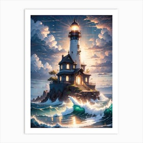 A Lighthouse In The Middle Of The Ocean 77 Art Print