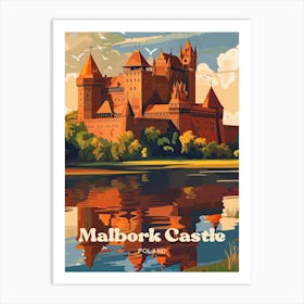 Malbork Castle Poland Vintage Travel Illustration Art Print