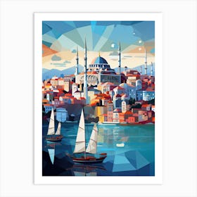 Istanbul, Turkey, Geometric Illustration 4 Art Print