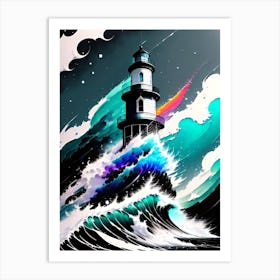 Lighthouse In The Ocean 4 Art Print