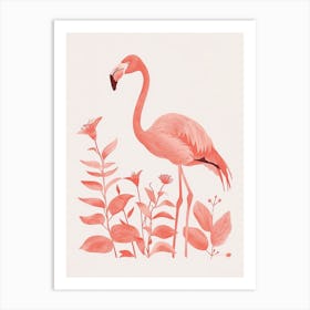 Chilean Flamingo Heliconia Minimalist Illustration 4 Art Print