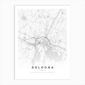 Bologna Italy White Map Art Print