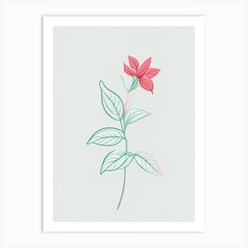 Peppermint Floral Minimal Line Drawing 3 Flower Art Print