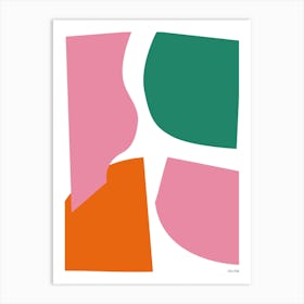 Collage Pink Green Orange White Graphic Abstract Art Print