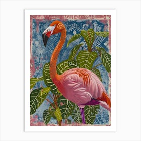 Greater Flamingo And Philodendrons Boho Print 2 Art Print