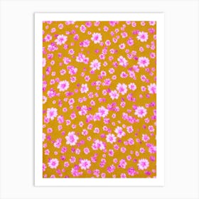 Flax Floral Print Warm Tones 1 Flower Art Print