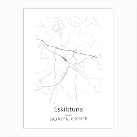 Eskilstuna,Sweden Minimalist Map Art Print