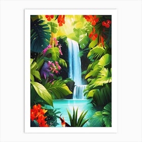 Tropical Waterfall In The Jungle Art Print