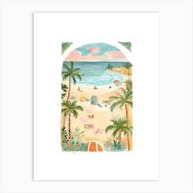 Window Beach Watercolour Illustration Painting Art Print