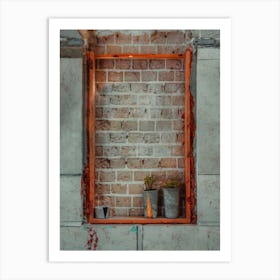 Window Sealed With Red Bricks In An Abandoned Building Art Print