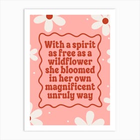 Pink And Red Wildflower Typography Art Print