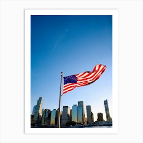 American Flag Stars Stripes Detailing Rippling In The Wind Resonates With Patriotic Glory Against (6) Art Print