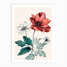 Red And White Flowers 3 Art Print