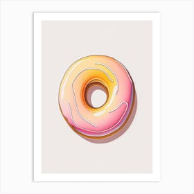 Glazed Donut Abstract Line Drawing 1 Art Print