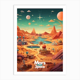 Mars Travel Poster Bubble Planet Art Print