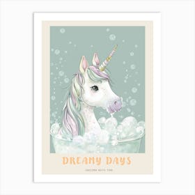 Pastel Unicorn Storybook In A Bubble Bath 2 Poster Art Print