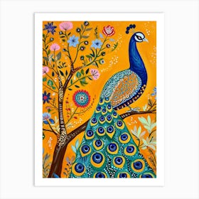 Kitsch Colourful Peacock 2 Art Print