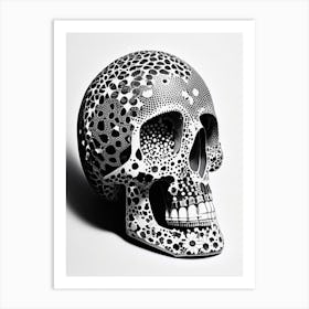 Skull With Terrazzo 3 Patterns Linocut Art Print