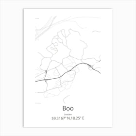 Boo,Sweden Minimalist Map Art Print