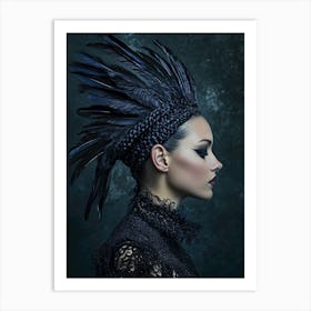 Black Feathered Woman Art Print