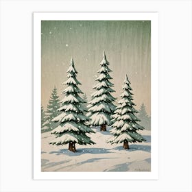 Three Christmas Trees no1 Art Print