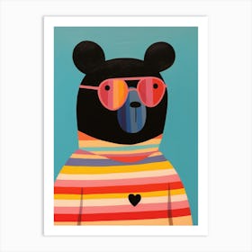 Little Black Bear 2 Wearing Sunglasses Art Print