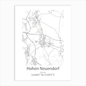 Hohen Neuendorf,Germany Minimalist Map Art Print