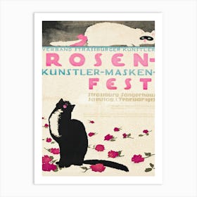 Black Cat And White Cat Vintage Poster Art Print