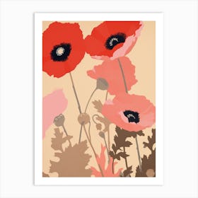 Poppies Flower Big Bold Illustration 3 Art Print