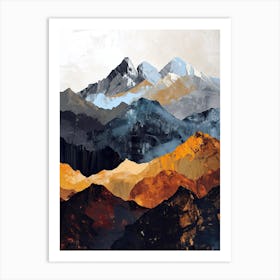 Mountain Range, Boho Art Print