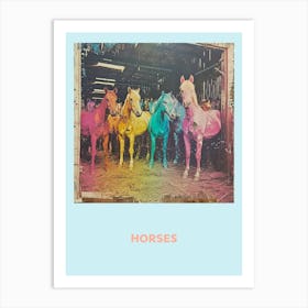 Horses Rainbow In A Barn Poster Art Print