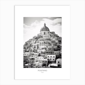 Poster Of Positano, Italy, Black And White Photo 3 Art Print