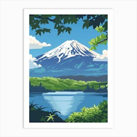 Mount Fuji Japan 3 Colourful Illustration Art Print