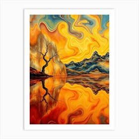 Single Tree in a Abstract Landscape - Painting Art Print