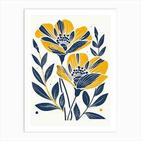 Yellow And Blue Flowers 1 Art Print