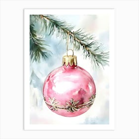 Pink Christmas Ornament Art Print