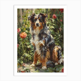 Australian Shepard Dog Acrylic Painting 3 Art Print