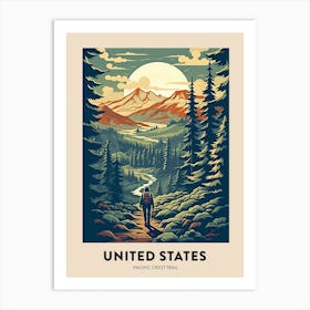 Pacific Crest Trail Usa 2 Vintage Hiking Travel Poster Art Print