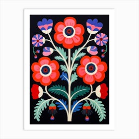 Flower Motif Painting Anemone 3 Art Print